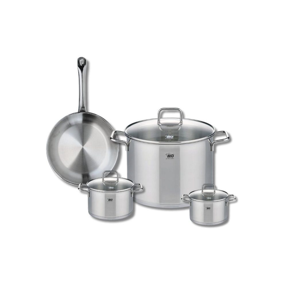 ELO Ensemble de 1 poêle de cuisson 24 cm et 3 faitouts 12, 14 et 26 cm elo profi citrin