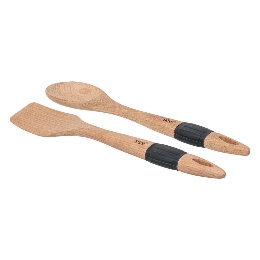 FIVE Lot de 2 ustensiles de cuisine bois 32cm naturel