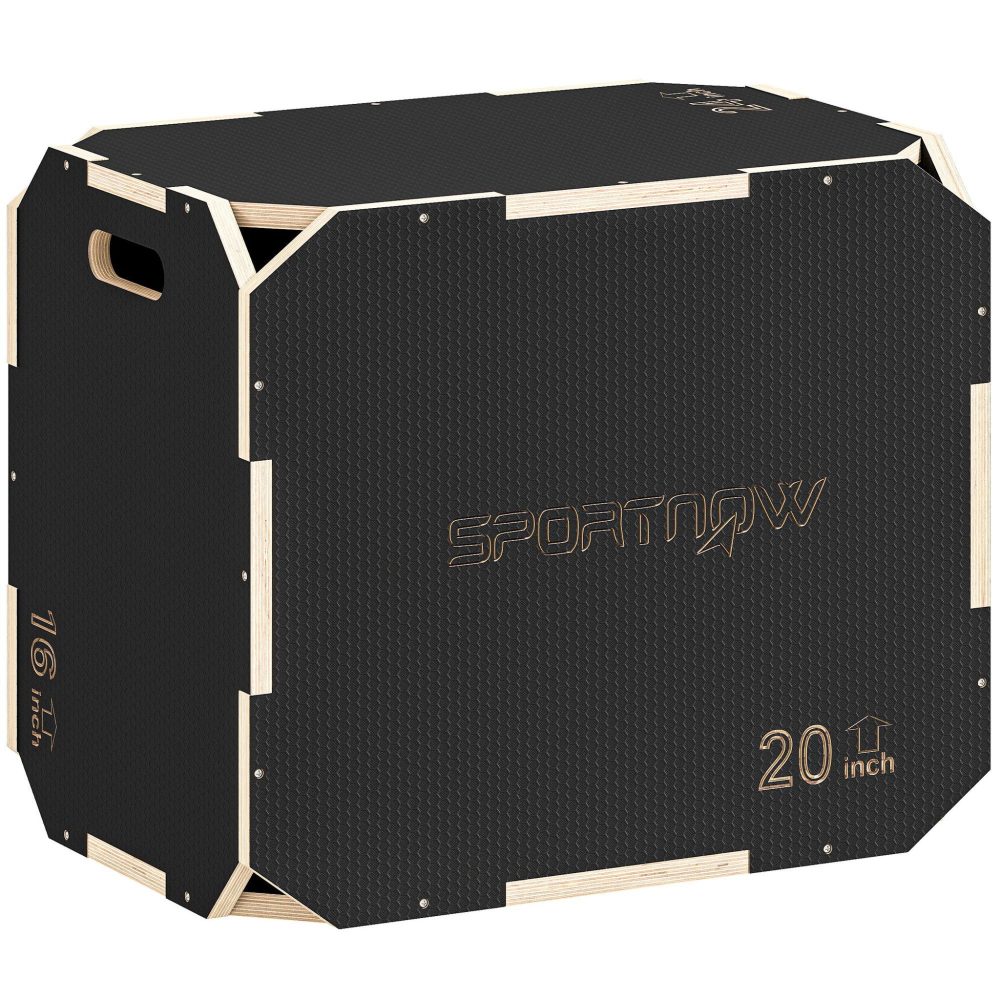 HOMCOM Box jump - box de pliométrie - boite de saut - 3 hauteurs 40/51/61H cm - charge max. 120 Kg - contreplaqué antidérapant noir