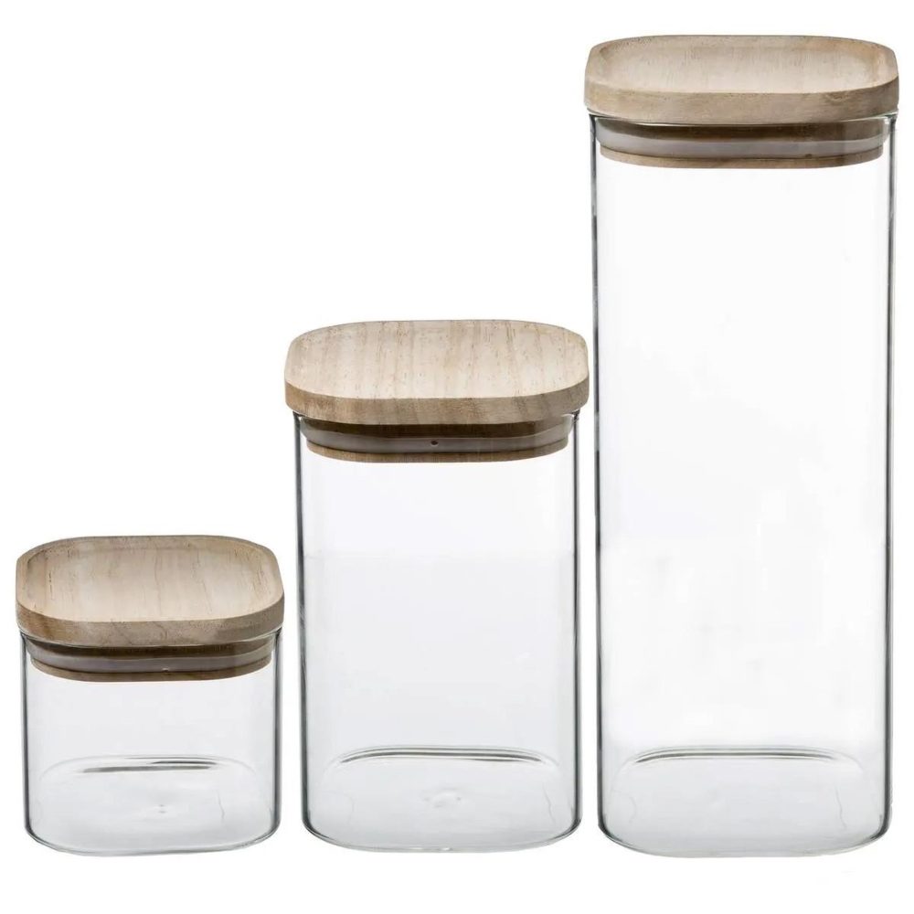 FIVE Lot de 3 bocaux empilables 24cm transparent