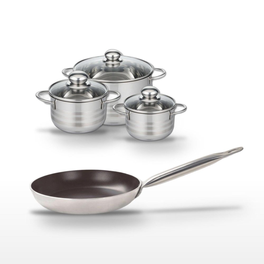 ELO Lot poêle 24 cm elo bistro line & faitouts 14/16/20 cm en inox