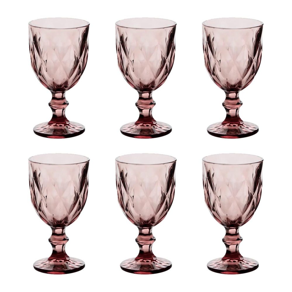 SECRET DE GOURMET Lot de 6 verres à vin lea 23cl rose