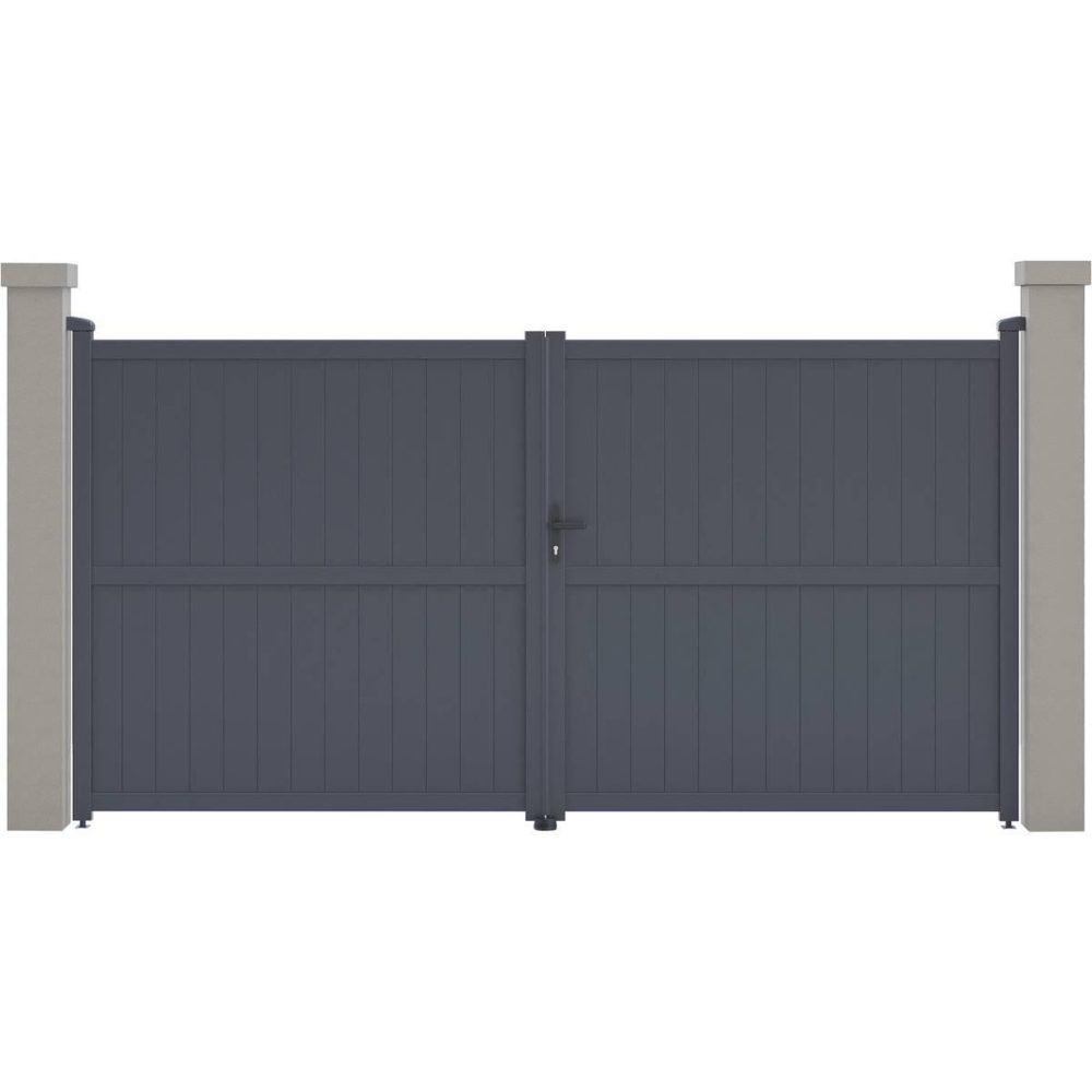 Habitat et Jardin Portail aluminium maurice - 349.5 x 180.9 cm - gris