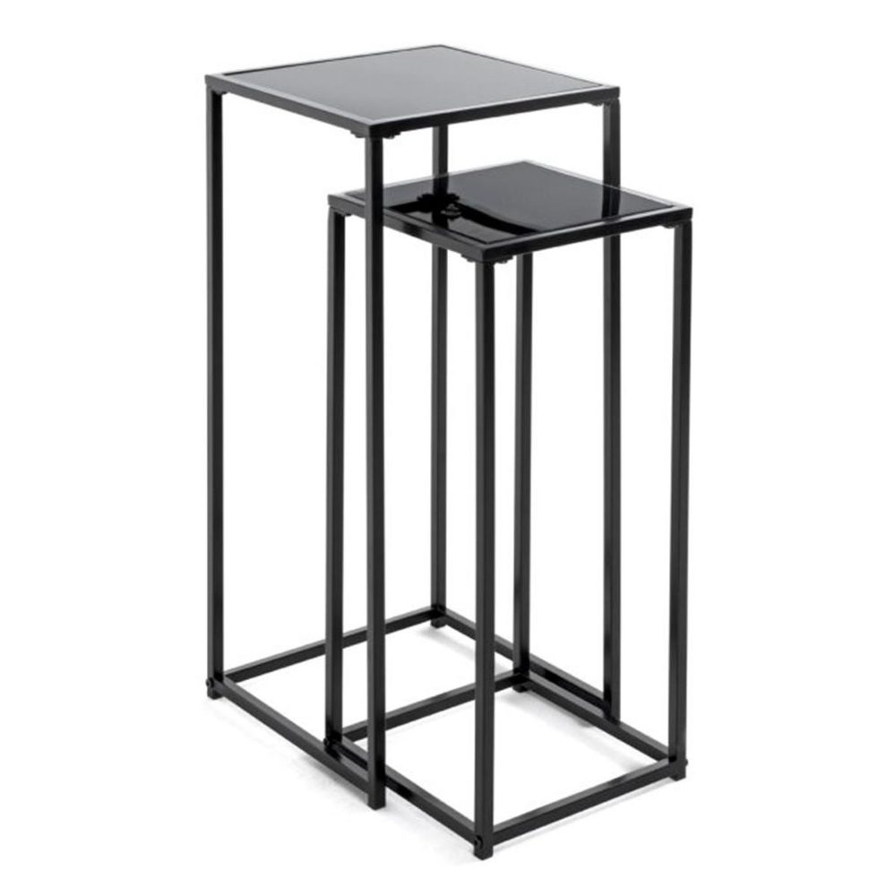 Paris Prix Lot de 2 sellettes en métal cromano 70cm noir