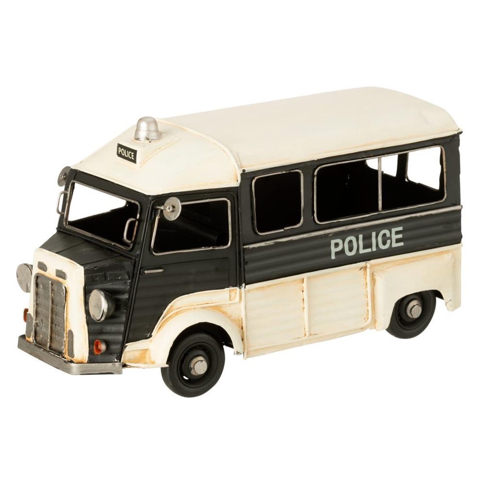 J-LINE Bus de police déco en métal antique 28cm noir