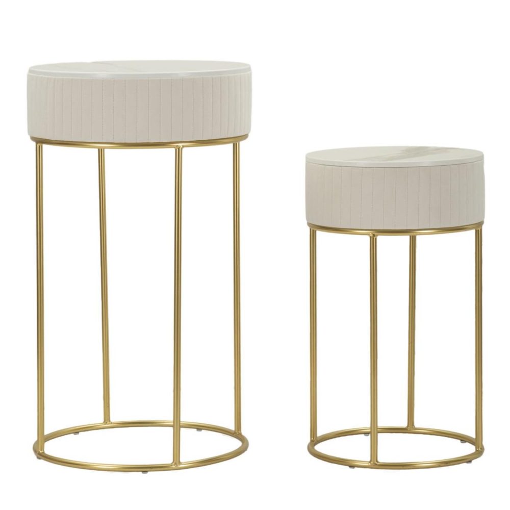 Paris Prix Lot de 2 tables d'appoint ronde wedding 90cm crème