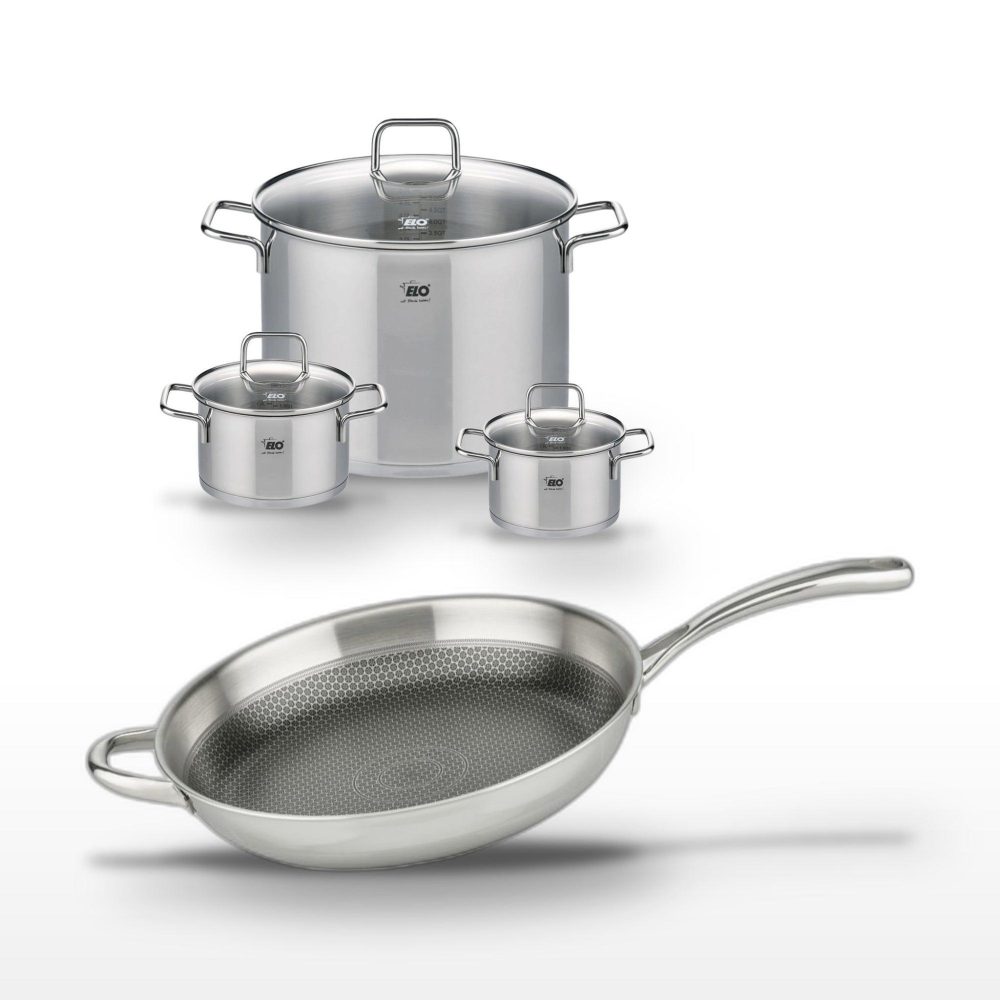 ELO Lot de 3 faitouts elo relief evolution 14/16/26 cm avec poêle 32 cm