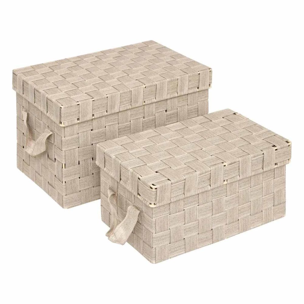 FIVE Lot de 2 boîtes de rangement lise 35cm beige