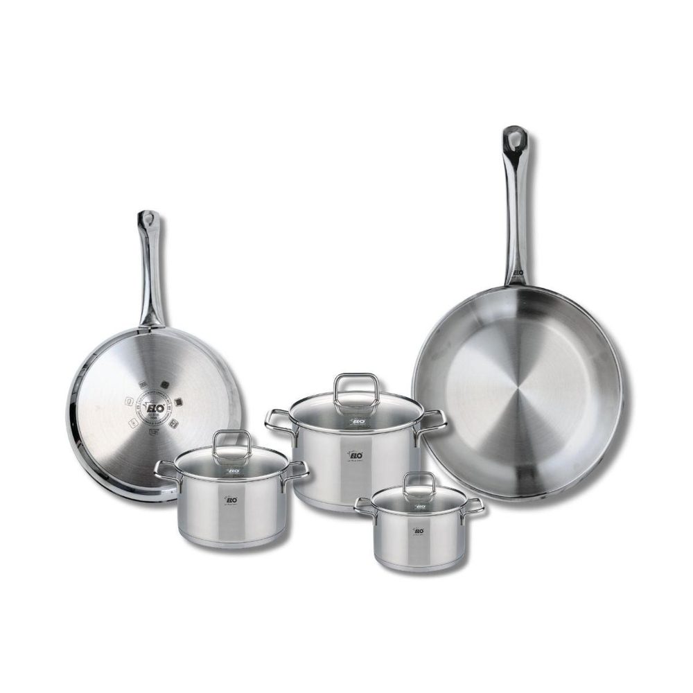 ELO Set de 2 poêles de cuisson 24 et 28 cm et 3 faitouts 12, 14 et 16 cm elo profi citrin