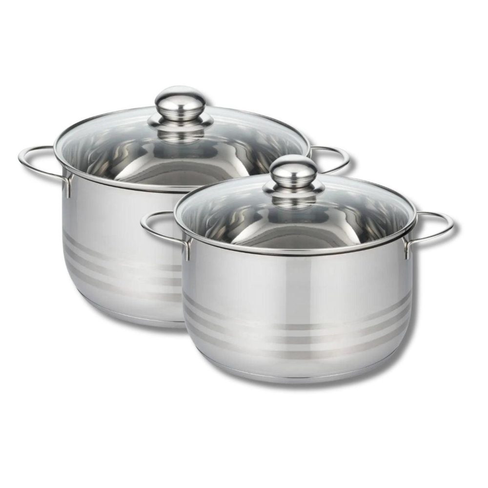 ELO Lot de 2 faitouts 20 et 24 cm en acier inoxydable sans pfas elo brillant