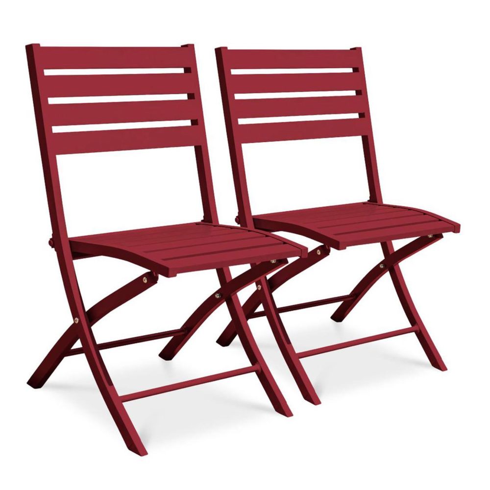 Paris Prix Lot de 2 chaises de jardin pliantes marius 82cm rouge carmin