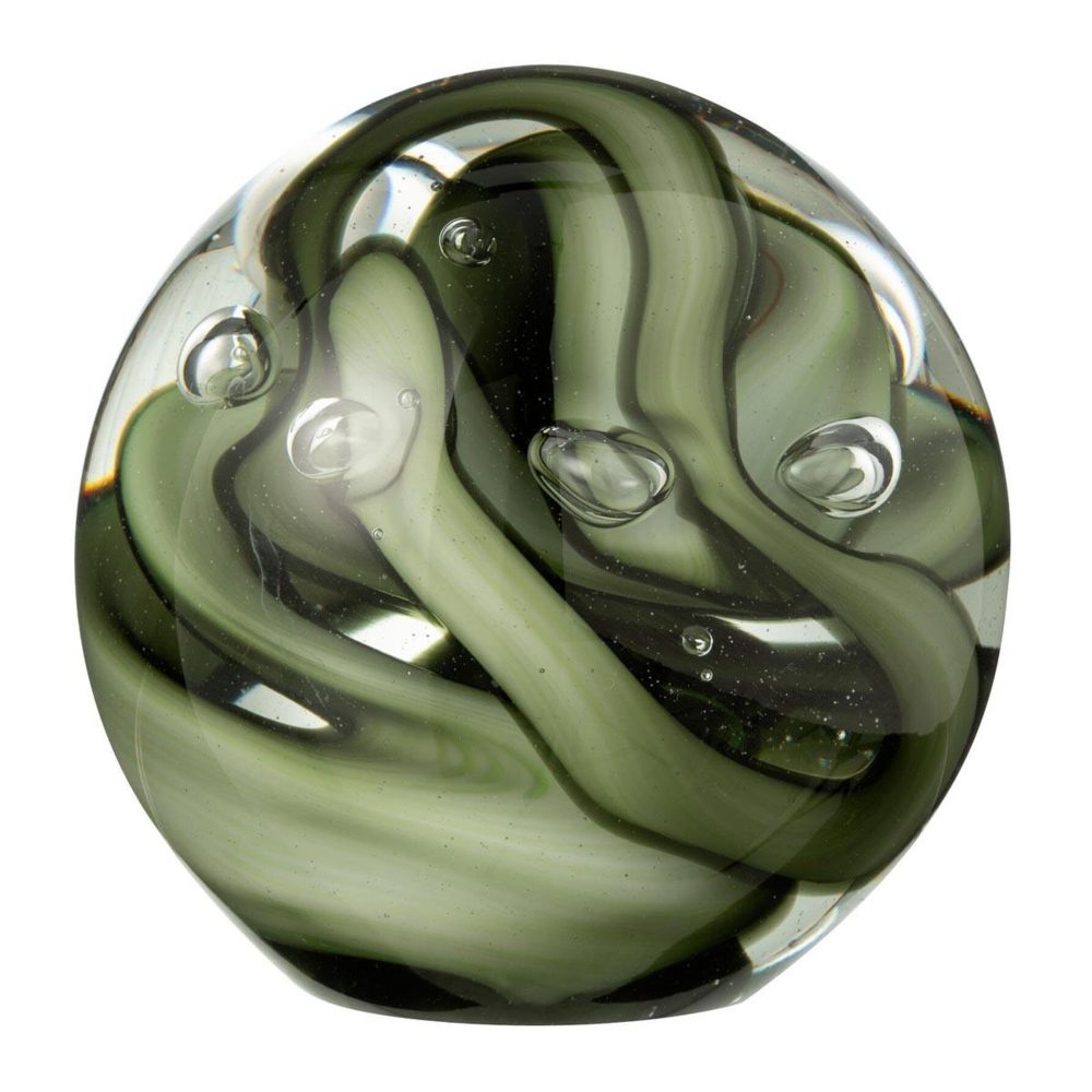 J-LINE Presse-papier rond en verre tornado 12cm vert