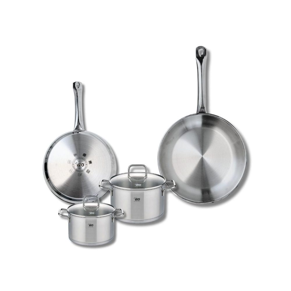 ELO Set de 2 poêles de cuisson 24 et 28 cm et 2 faitouts 14 et 16 cm elo profi citrin
