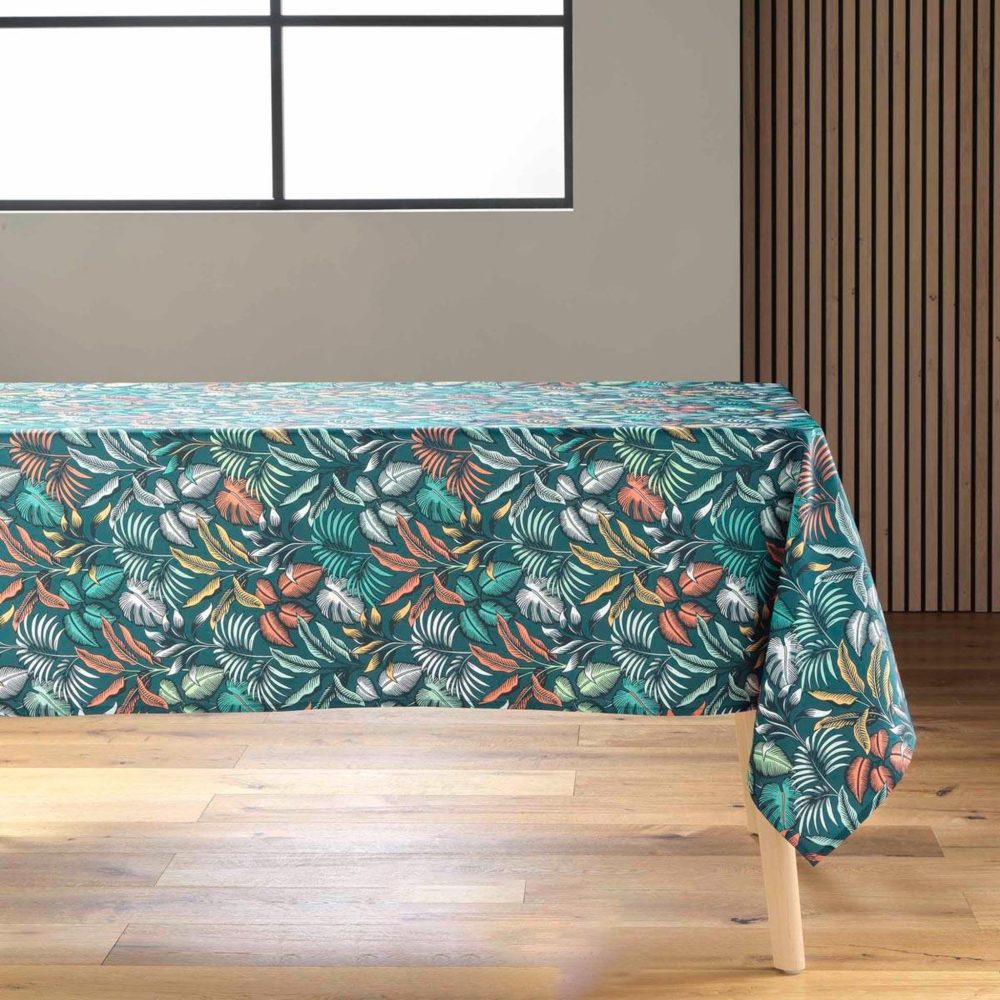 Douceur d'Intérieur Nappe antitache imprimé stylis 145x240cm bleu