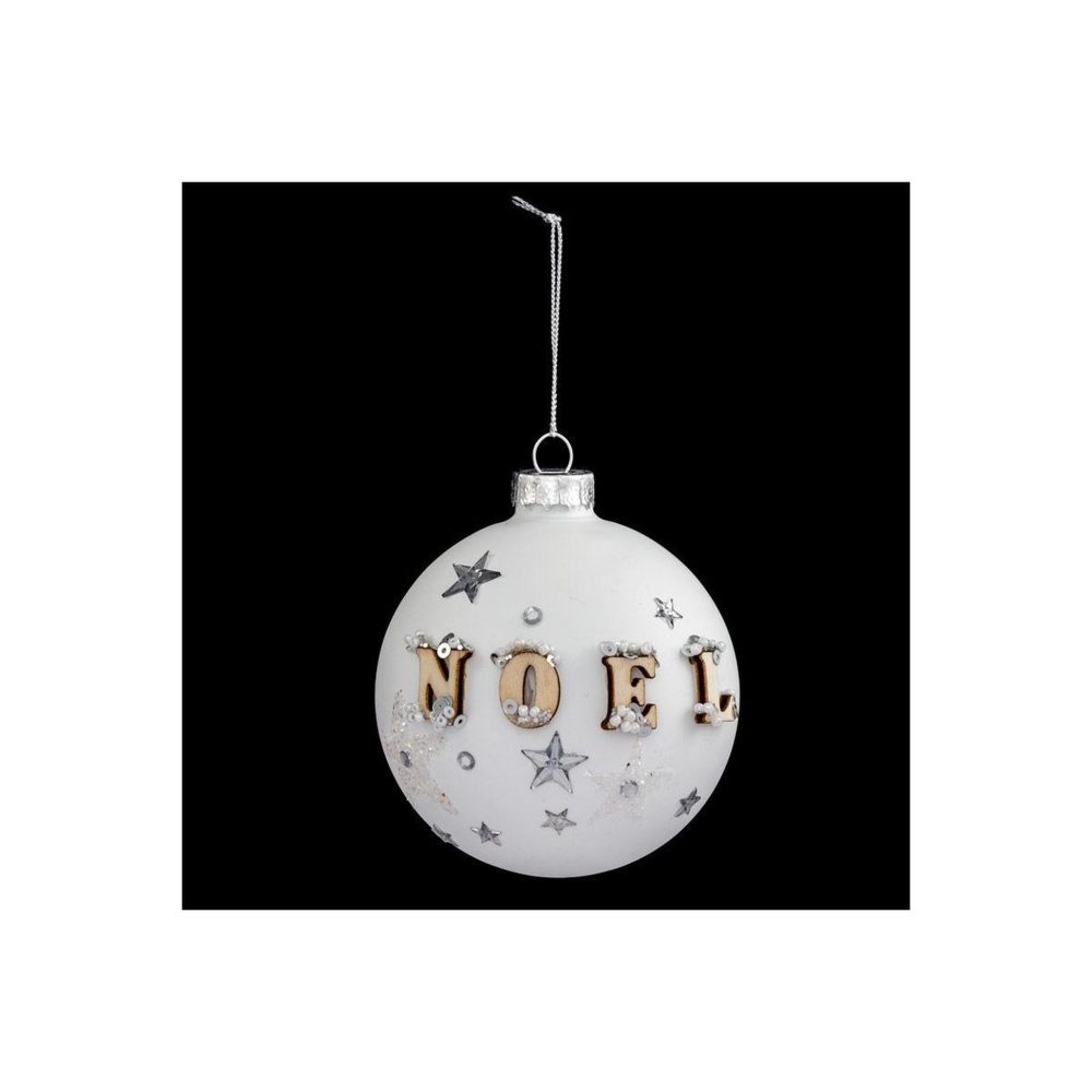 FEERIC LIGHT & CHRISTMAS Boule de noël en verre hors piste 8cm blanc mat