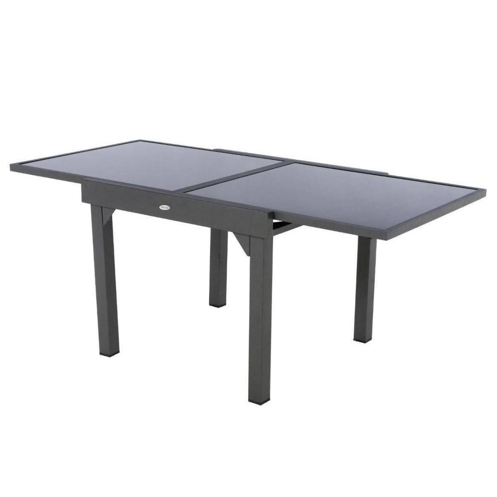 HESPERIDE Table extensible carrée en verre piazza 4/8 places gris anthracite - hespéride