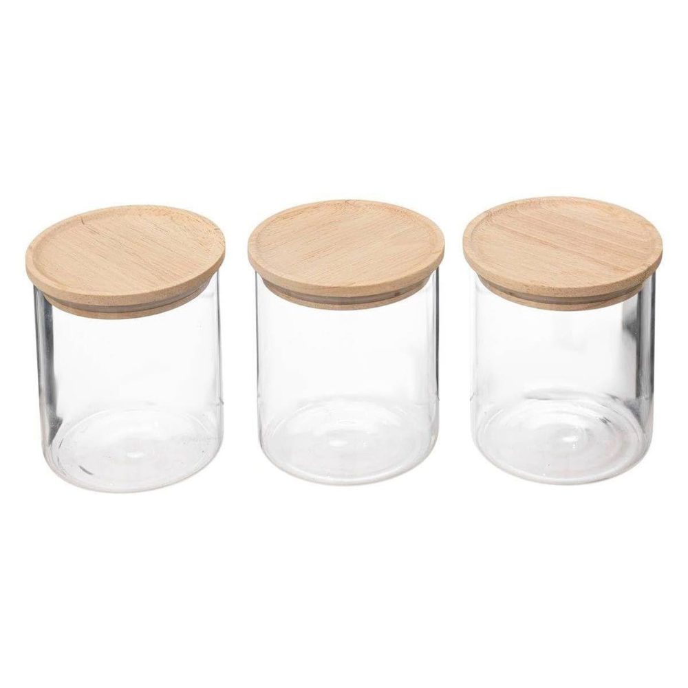 FIVE Lot de 3 bocaux en verre hermet 350ml transparent & naturel