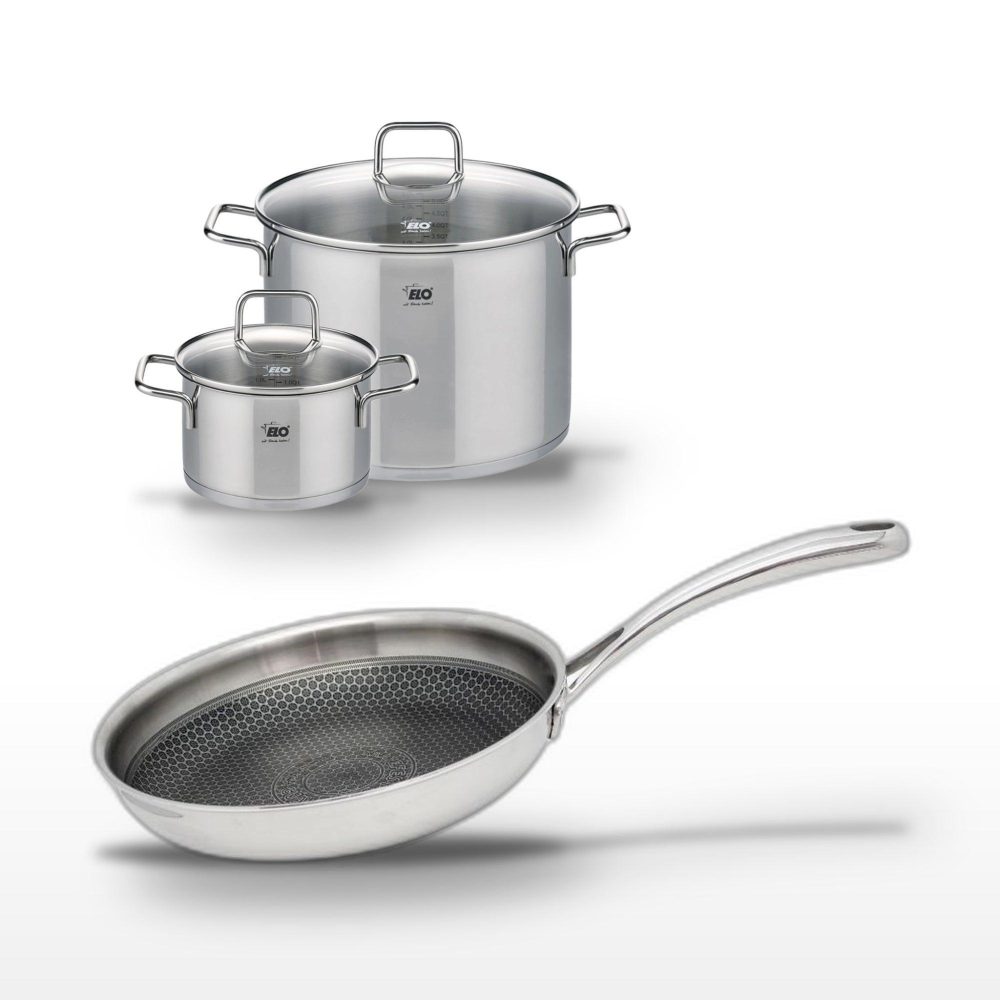 ELO Lot poêle 24cm & 2 faitouts 20/26cm elo relief evolution