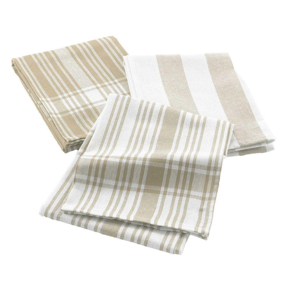 Douceur d'Intérieur Lot de 3 torchons bayado 50x70cm lin