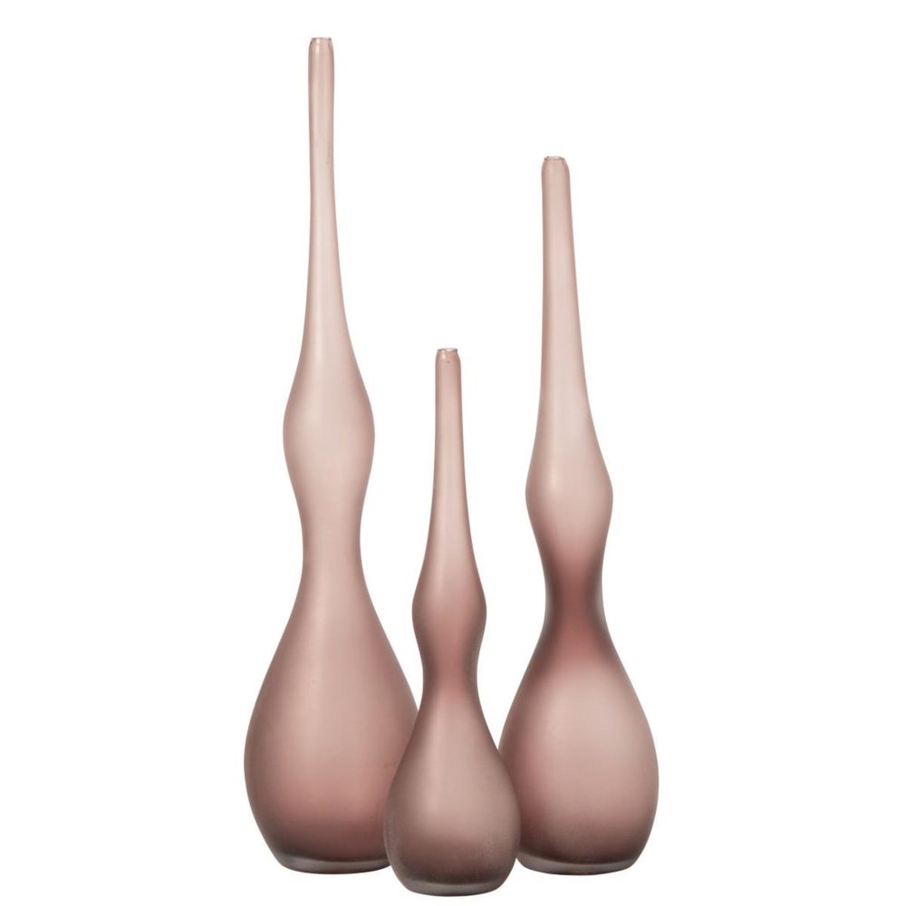 J-LINE Lot de 3 vases soliflores kyoto 64cm bordeaux