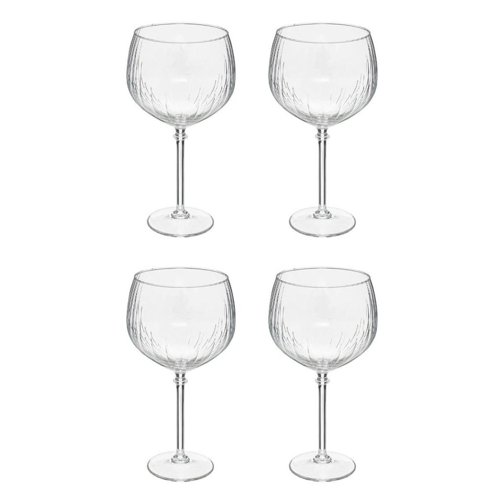SECRET DE GOURMET Lot de 4 verres à gin strié 64cl transparent