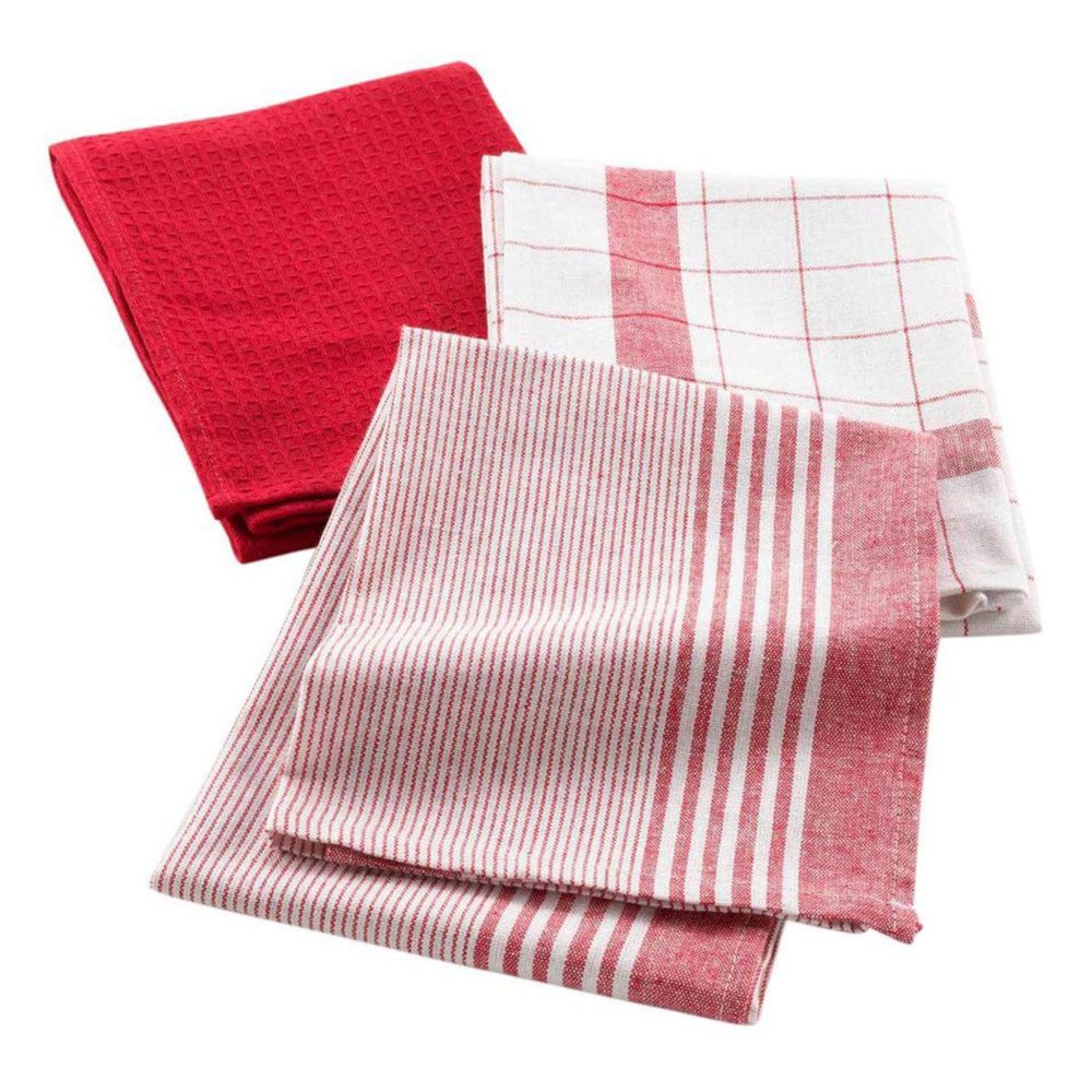 Douceur d'Intérieur Lot de 3 torchons vibrato 50x70cm rouge