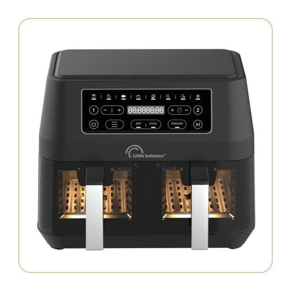 LITTLE BALANCE Friteuse diététique - LITTLE BALANCE - 8765 - Crousty light duo - 9 L - 2460 W - 9 programmes - Noir