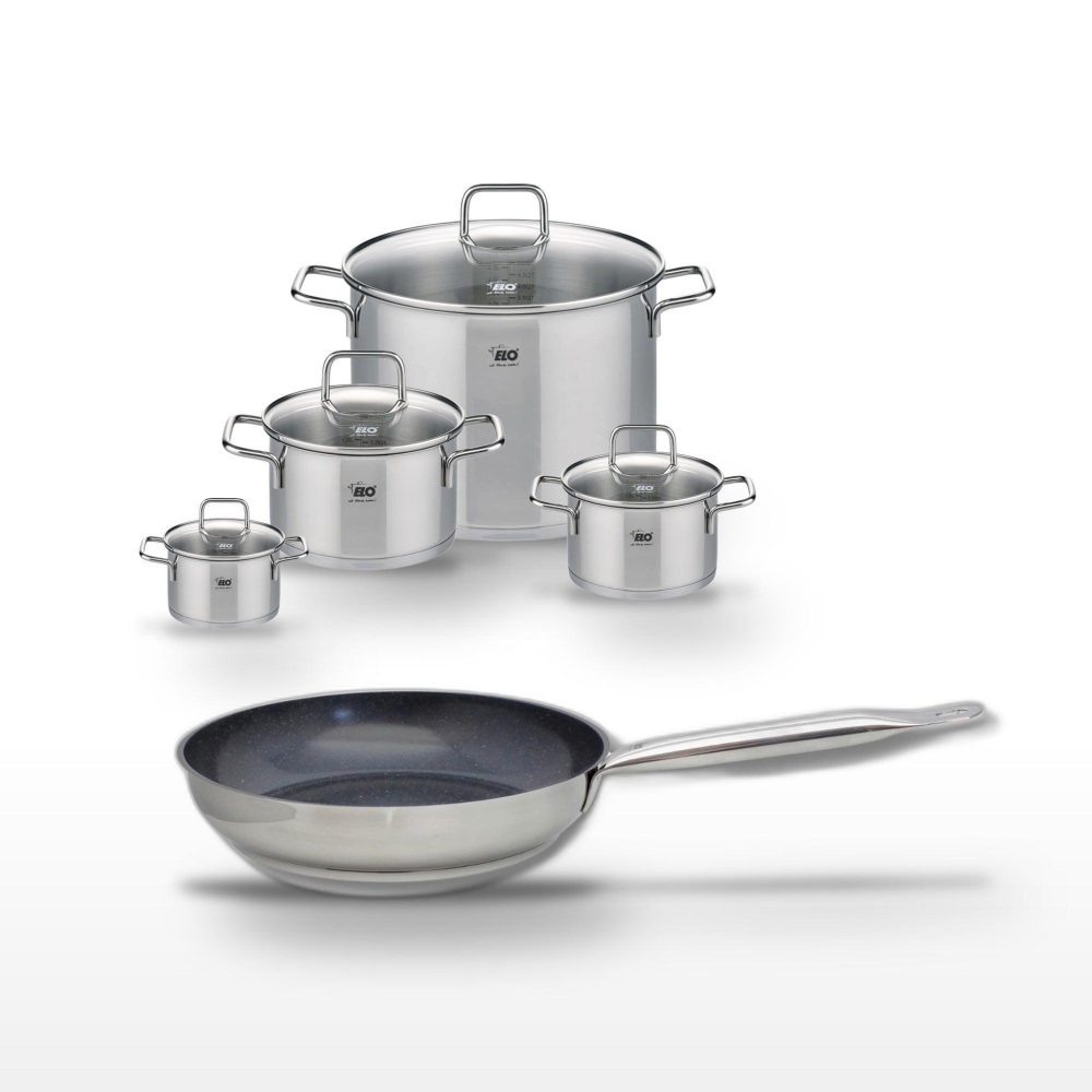 ELO Lot poêle 24cm elo profi therm platinum & 4 faitouts elo citrin