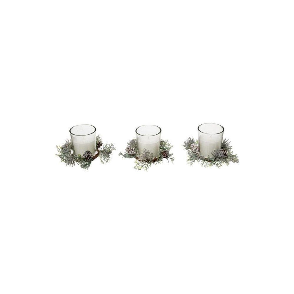 FEERIC LIGHT & CHRISTMAS Lot de 3 bougies parfumées feuilles 180g grenade noire
