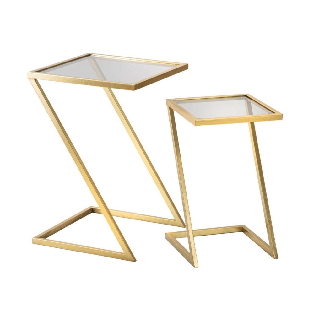 Paris Prix Lot de 2 tables d'appoint gigognes zoe 60cm or