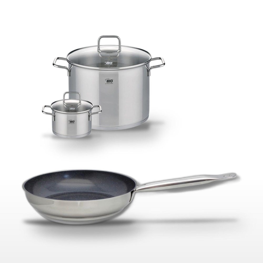 ELO Lot poêle 24cm et 2 faitouts 16/26cm elo profi therm platinum